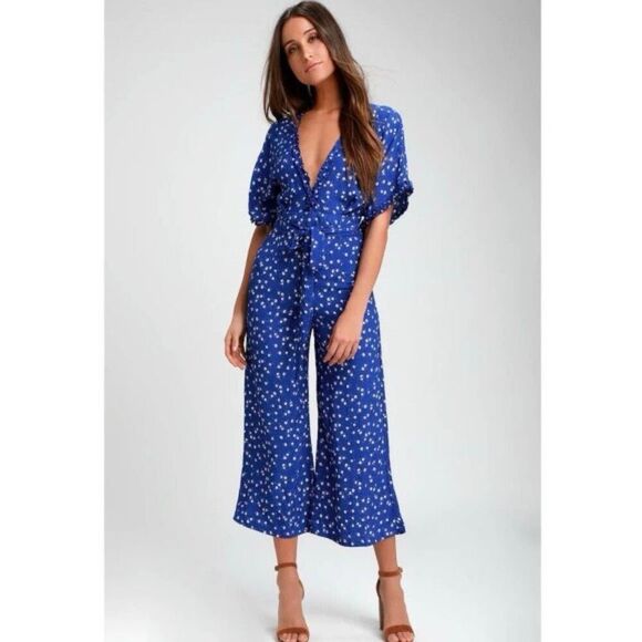 FAITHFULL THE BRAND | La Villa Blue Floral Print Wide-Leg Jumpsuit | Size 6 - Picture 2 of 13